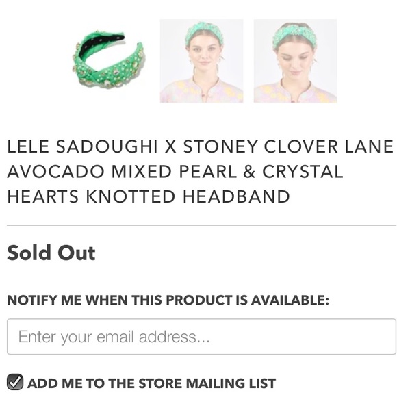 LELE SADOUGHI X STONEY CLOVER AVOCADO PEARL & CRYSTAL HEARTS KNOTTED HEA…